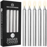 Deco Express Set Of 15 Taper Rustic Taper Candles in Silver