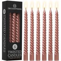 Deco Express 6 Hours Twisted Candles Pack of 6 in Copper