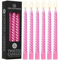 Deco Express 6 Hours Twisted Candles Pack of 6 in Pink