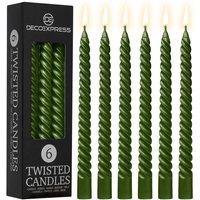 Deco Express 6 Hours Twisted Candles Pack of 6 in Dark Green