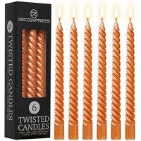 Deco Express 6 Hours Twisted Candles Pack of 6 in Orange