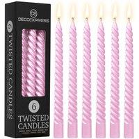 Deco Express 6 Hours Twisted Candles Pack of 6 in Rose Gold