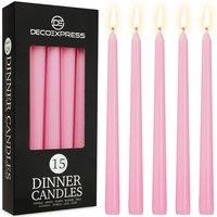 Deco Express Set of 15 Taper Candles in Baby Pink