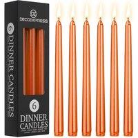 Deco Express Set of 6 Taper Candles in Orange