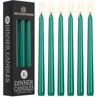 Deco Express Set of 6 Taper Candles in Green