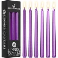 Deco Express Set of 6 Taper Candles in Purple