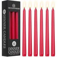 Deco Express Set of 6 Taper Candles in Red