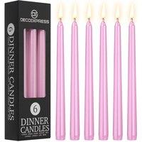 Deco Express Set of 6 Taper Candles in Rose Gold