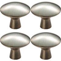 Loops 4x Disc Shaped Cabinet Door Knob on Tapered Stem 27mm Dia Satin Nickel in Metallics