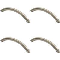 Loops 4x Curved Bow Cabinet Pull Handle 119 x 10mm 96mm Fixing Centres Satin Nickel in Metallics