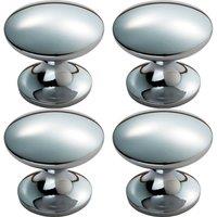 Loops 4x Fingertip Cabinet Door Knob 30mm Diameter Polished Chrome Cupboard Handle