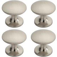 Loops 4x Fingertip Cabinet Door Knob 30mm Diameter Satin Nickel Cupboard Handle in Metallics