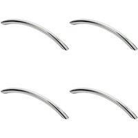 Loops 4x Curved Bow Cabinet Pull Handle 153 x 10mm 128mm Fixing Centres Chrome