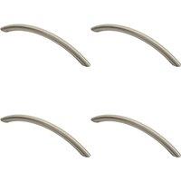 Loops 4x Curved Bow Cabinet Pull Handle 153 x 10mm 128mm Fixing Centres Satin Nickel in Metallics