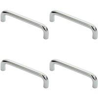 Loops 4x Round D Bar Cabinet Pull Handle 106 x 10mm 96mm Fixing Centres Chrome
