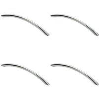 Loops 4x Curved Bow Cabinet Pull Handle 190 x 10mm 160mm Fixing Centres Chrome