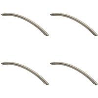 Loops 4x Curved Bow Cabinet Pull Handle 190 x 10mm 160mm Fixing Centres Satin Nickel in Metallics