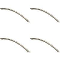 Loops 4x Curved Bow Cabinet Pull Handle 226 x 10mm 192mm Fixing Centers Satin Nickel in Metallics