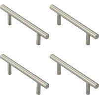 Loops 4x Mini Round T Bar Pull Handle 100 x 8mm 64mm Fixing Centres Satin Nickel in Metallics