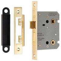 Loops Locking Bathroom Door Sashlock Latch Square Forend 76mm Satin Brass in Metallics