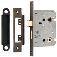 Loops Locking Bathroom Door Sashlock Latch Square Forend 76mm Matt Bronze