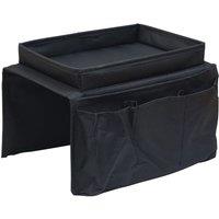Loops Black Polyester Arm Rest Organiser - Six Storage Pockets - Sturdy Tray