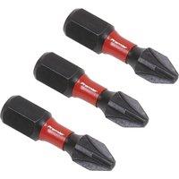 Loops 3 Piece 25mm Pozi Head #2 Impact Power Tool Bit Set - S2 Steel Drill Bits in Metallics