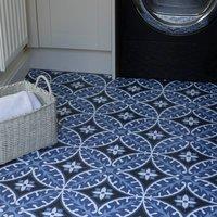 FloorPops Capri Self Adhesive Vinyl Floor Tiles Pack of 10 (0.93sqm) in Blue | Size: 304.8mm x 304.8mm