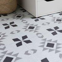 D-C-Fix Ethno Self Adhesive Vinyl Floor Tiles Pack of 11 (1sqm) in Grey | Size: 304.8mm x 304.8mm