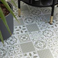 D-C-Fix Oriental Tiles Green Self Adhesive Vinyl Floor Tiles Pack of 11 (1sqm) | Size: 304.8mm x 304.8mm