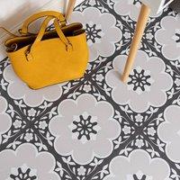 FloorPops Daphne Black Self Adhesive Vinyl Floor Tiles Pack of 10 (0.93sqm) in Grey | Size: 304.8mm x 304.8mm