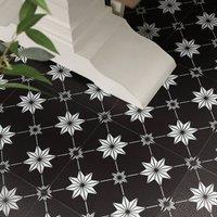 FloorPops Rigel Self Adhesive Vinyl Floor Tiles Pack of 10 (0.93sqm) in Black | Size: 304.8mm x 304.8mm
