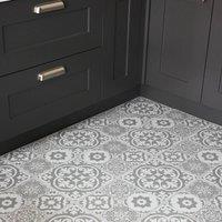 FloorPops Valencia Grey Self Adhesive Vinyl Floor Tiles Pack of 6 (1.12sqm) | Size: 305mm x 609.6mm