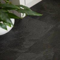 FloorPops Slater Self Adhesive Vinyl Floor Tiles Pack of 6 (1.12sqm) in Dark Grey | Size: 305mm x 609.6mm