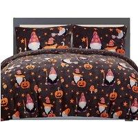 Smart Living Halloween Gonk Flannel Duvet Set Reversible Duvet Cover with Pillowcase in Charcoal | Size: Single