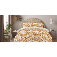 Smart Living Luxury Super Soft Reversible Bright Leaves Duvet Cover With Pillowcase in Natural | Size: King