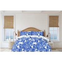 Smart Living Luxury Super Soft Reversible Hawaiian Tropic Duvet Cover with Pillowcase in Blue | Size: Double