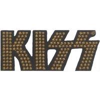 KISS Patch Gold Studded Band Logo new Official Black Woven Iron On 40 x 95mm