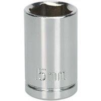 Loops 15mm Chrome Plated Drive Socket - 1/2 Square Drive - High Grade Carbon Steel in Metallics
