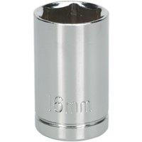Loops 16mm Chrome Plated Drive Socket - 1/2 Square Drive - High Grade Carbon Steel in Metallics