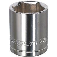 Loops 22mm Chrome Plated Drive Socket - 1/2 Square Drive - High Grade Carbon Steel in Metallics