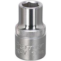Loops 11mm Steel Drive Socket - 1/2 Square Drive - Chrome Vanadium Wrench Socket in Metallics