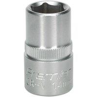 Loops 14mm Steel Drive Socket - 1/2" Square Drive - Chrome Vanadium Wrench Socket in Metallics