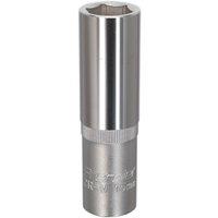Loops 15mm Steel Deep Drive Socket - 1/2" Square Drive - Chrome Vanadium Socket in Metallics