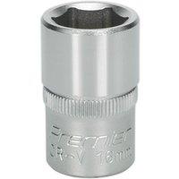 Loops 16mm Steel Drive Socket - 1/2" Square Drive - Chrome Vanadium Wrench Socket in Metallics