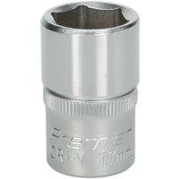 Loops 17mm Steel Drive Socket - 1/2" Square Drive - Chrome Vanadium Wrench Socket in Metallics