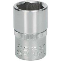 Loops 18mm Steel Drive Socket - 1/2" Square Drive - Chrome Vanadium Wrench Socket in Metallics