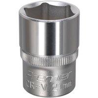 Loops 21mm Steel Drive Socket - 1/2" Square Drive - Chrome Vanadium Wrench Socket in Metallics