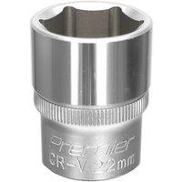 Loops 22mm Steel Drive Socket - 1/2" Square Drive - Chrome Vanadium Wrench Socket in Metallics