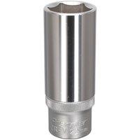 Loops 22mm Steel Deep Drive Socket - 1/2" Square Drive - Chrome Vanadium Socket in Metallics